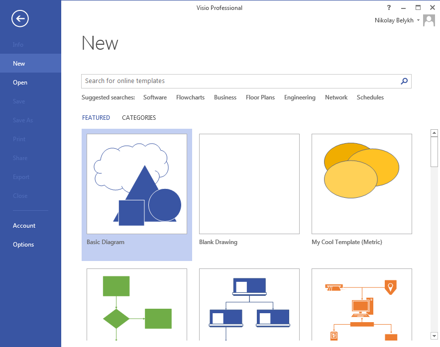 Example of installed template